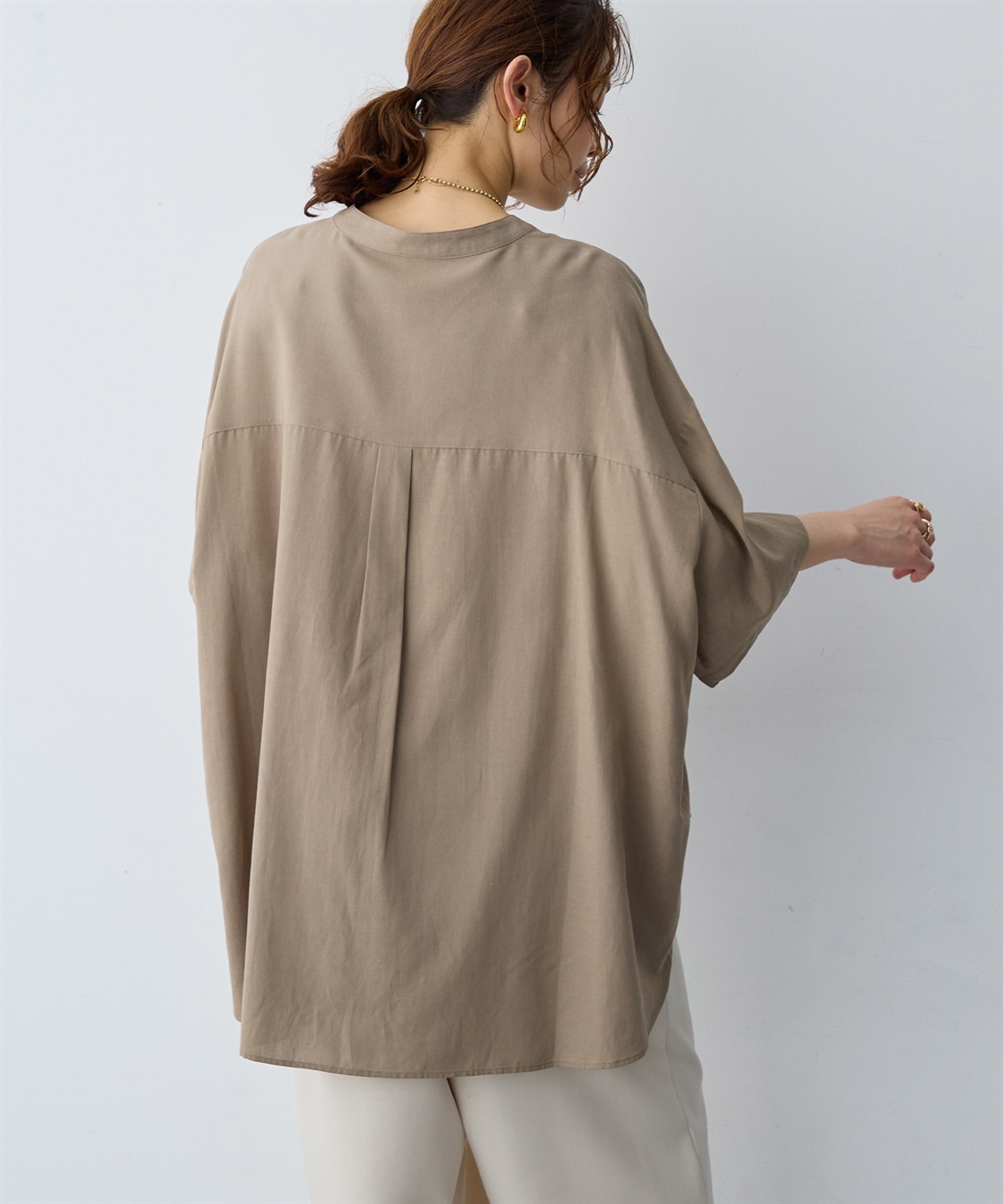 anyfee 【anyfee/大きいサイズ】ノーカラーゆるチュニックシャツ_sub_19