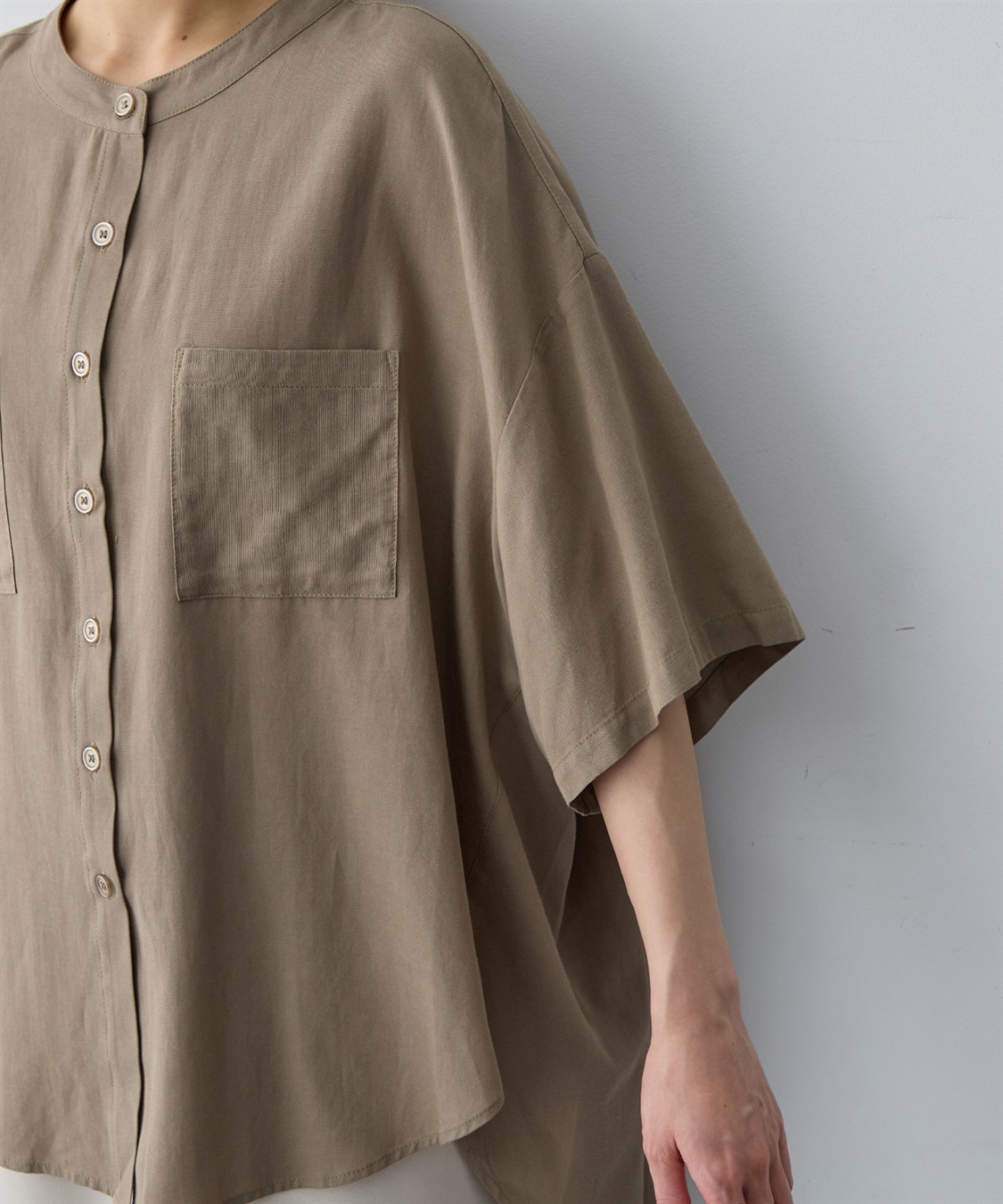 anyfee 【anyfee/大きいサイズ】ノーカラーゆるチュニックシャツ_sub_24