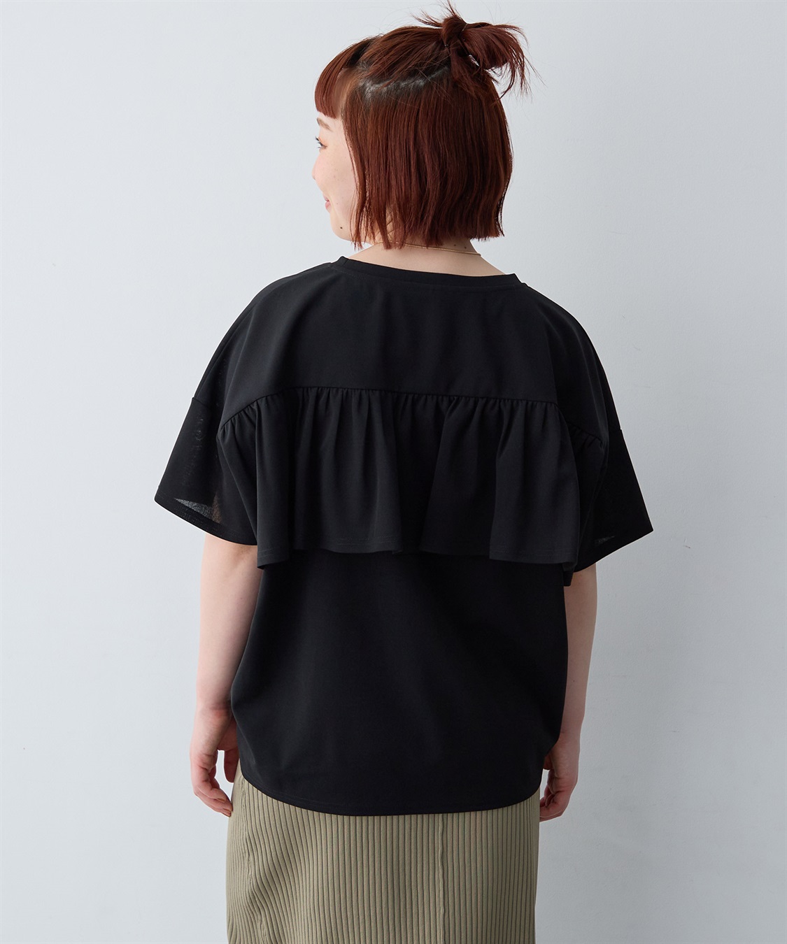 anyfee 【anyfee/大きいサイズ】バックフリルTシャツトップス_sub_1