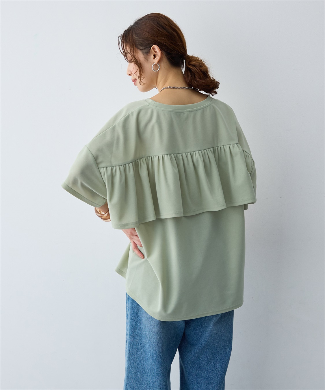 anyfee 【anyfee/大きいサイズ】バックフリルTシャツトップス_sub_2