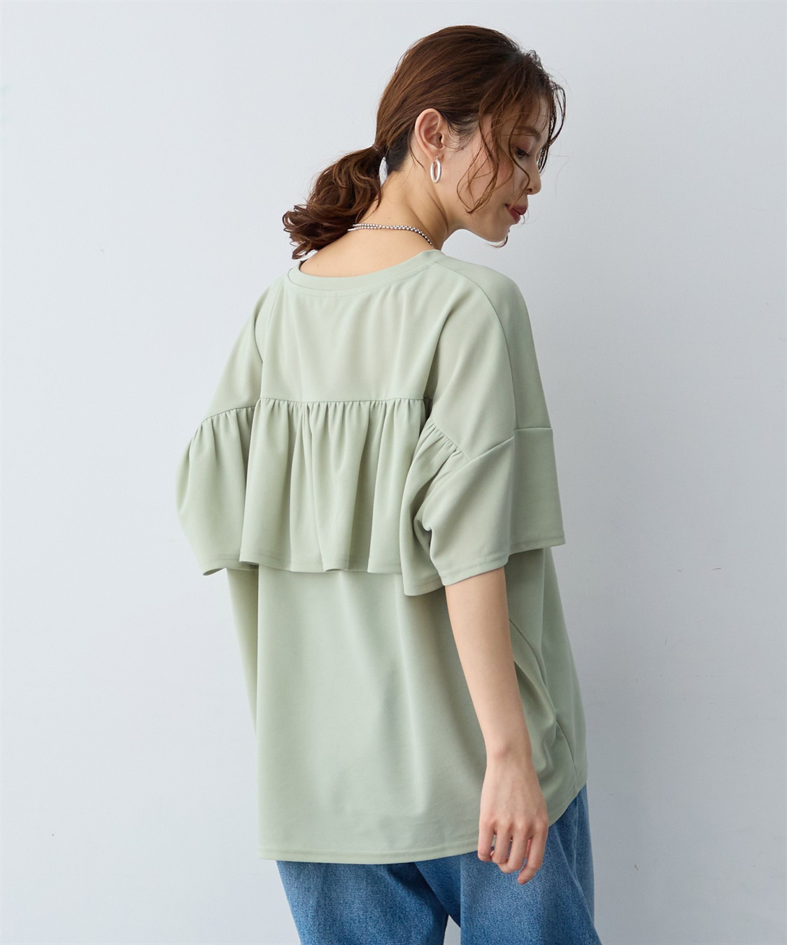 anyfee 【anyfee/大きいサイズ】バックフリルTシャツトップス_sub_3