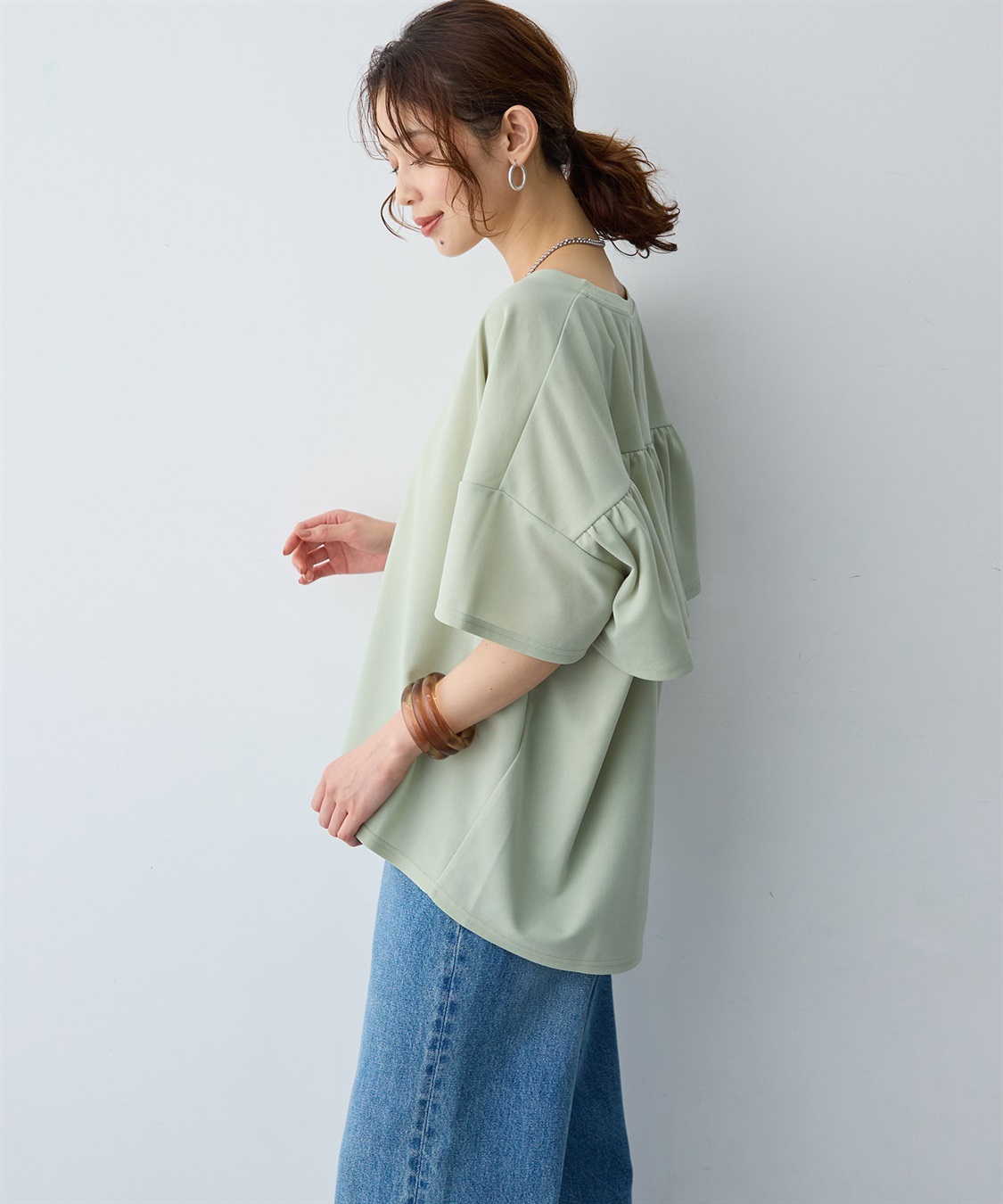 anyfee 【anyfee/大きいサイズ】バックフリルTシャツトップス_sub_5