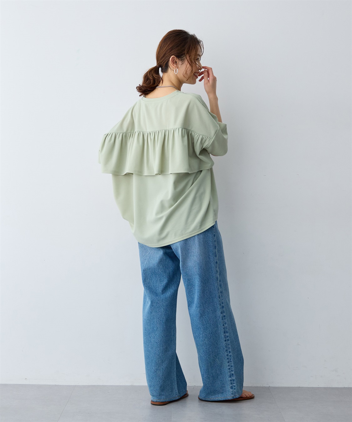 anyfee 【anyfee/大きいサイズ】バックフリルTシャツトップス_sub_10