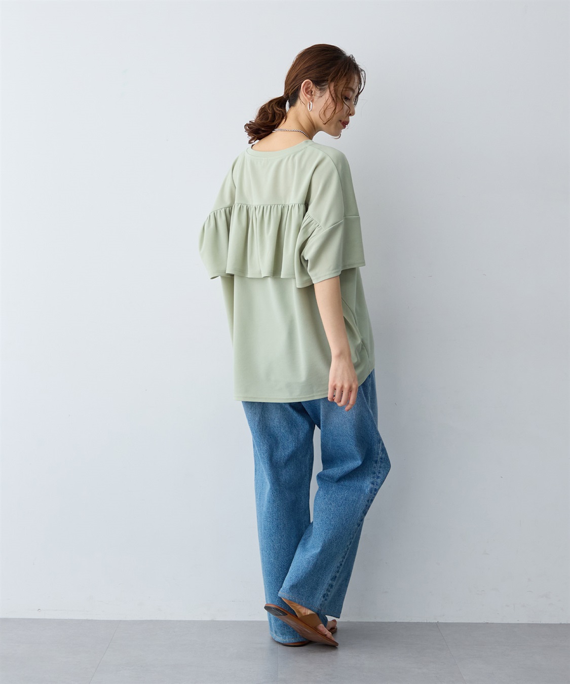 anyfee 【anyfee/大きいサイズ】バックフリルTシャツトップス_sub_11