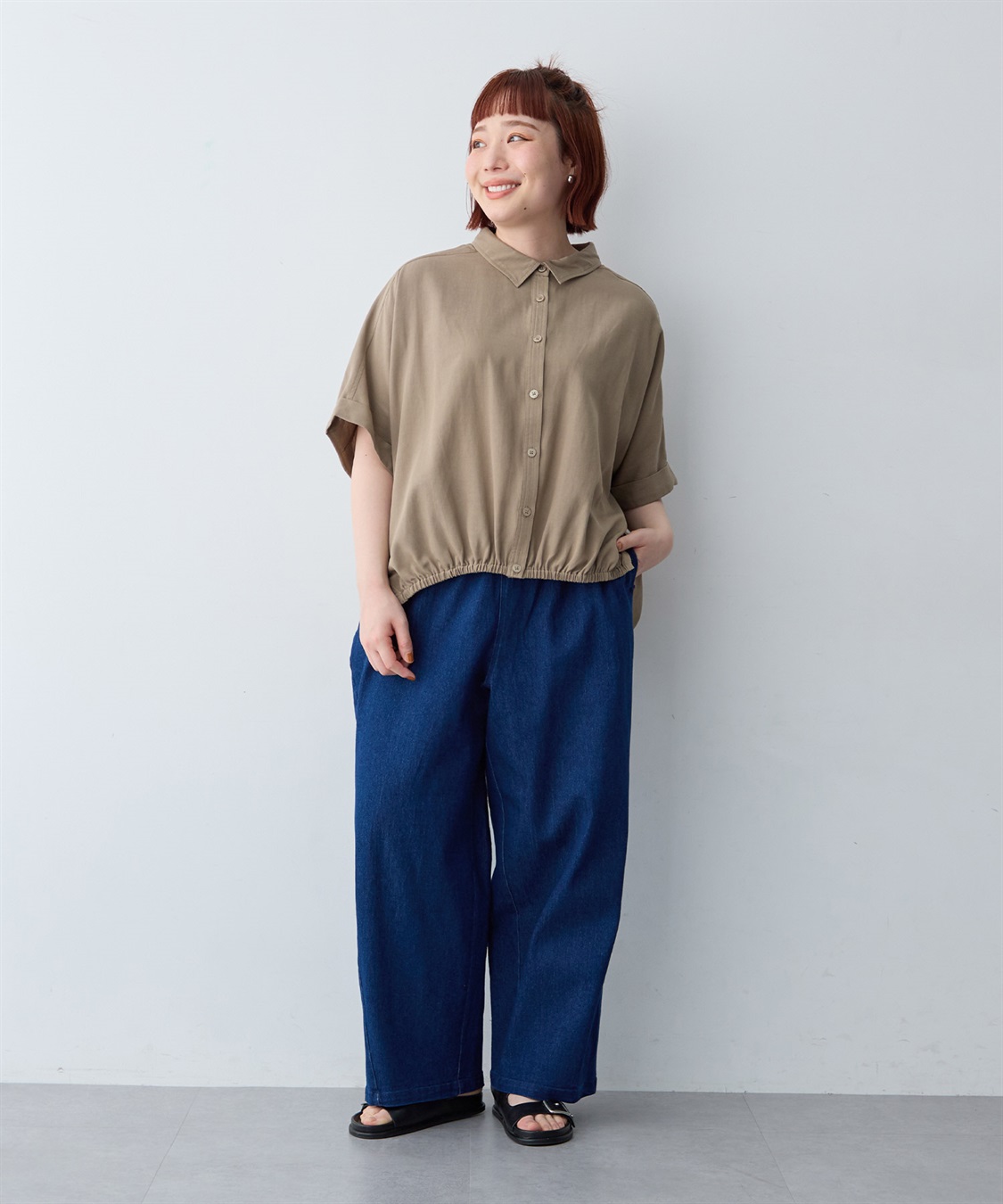 anyfee 【anyfee/大きいサイズ】裾ゴム入りイレヘムシャツブルゾン_sub_23