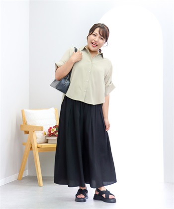 anyfee×HINAコラボ】丈が選べるスラブスカーチョ◇低身長サイズ有