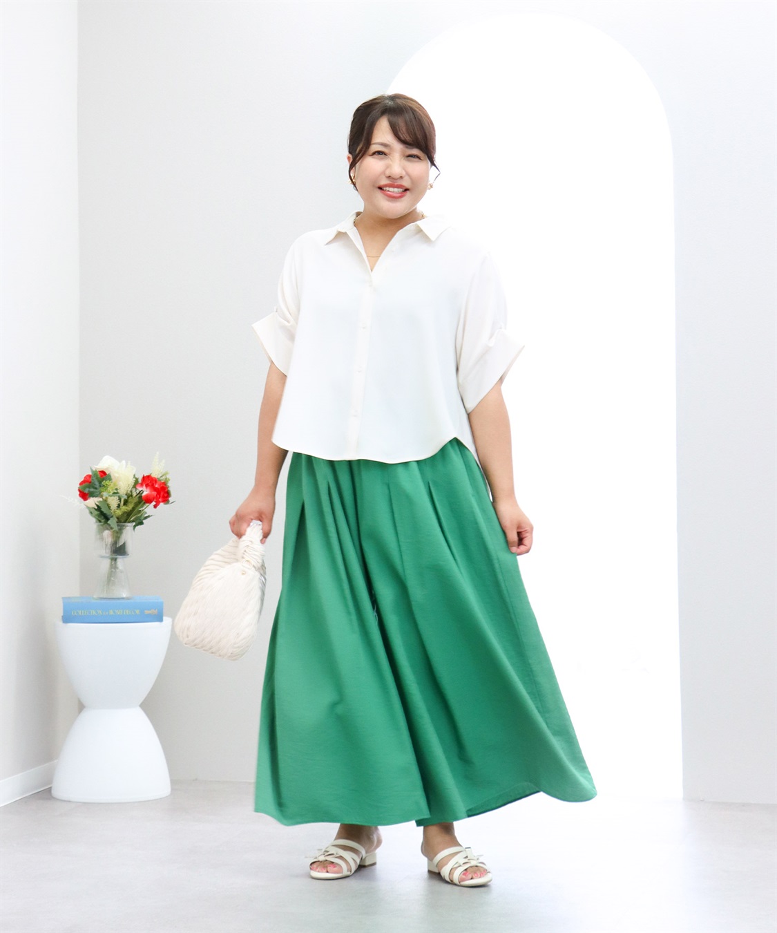 anyfee 【anyfee×HINAコラボ】丈が選べるスラブスカーチョ◆低身長サイズ有《大きいサイズ》_sub_6