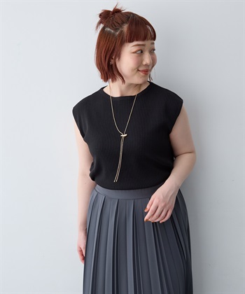 anyfee 【anyfee/大きいサイズ】リネンライククルーネックリブサマーニットタンク_subthumb_1