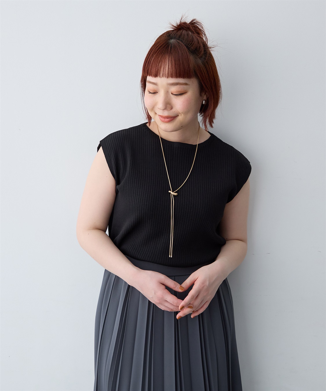 anyfee 【anyfee/大きいサイズ】リネンライククルーネックリブサマーニットタンク_sub_3