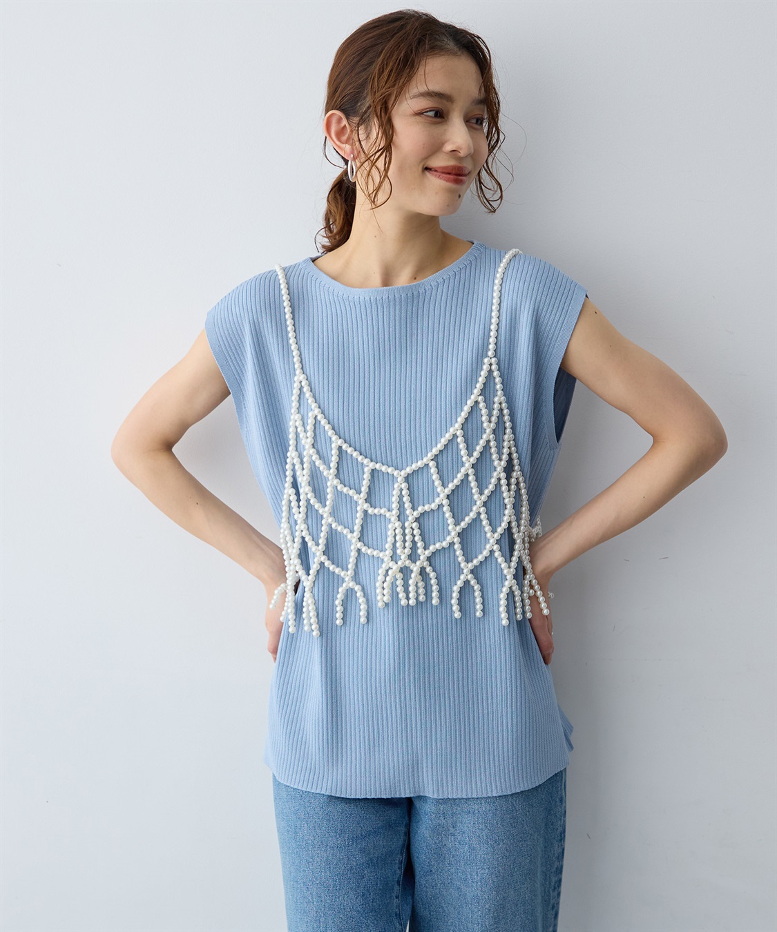 anyfee 【anyfee/大きいサイズ】リネンライククルーネックリブサマーニットタンク_sub_9