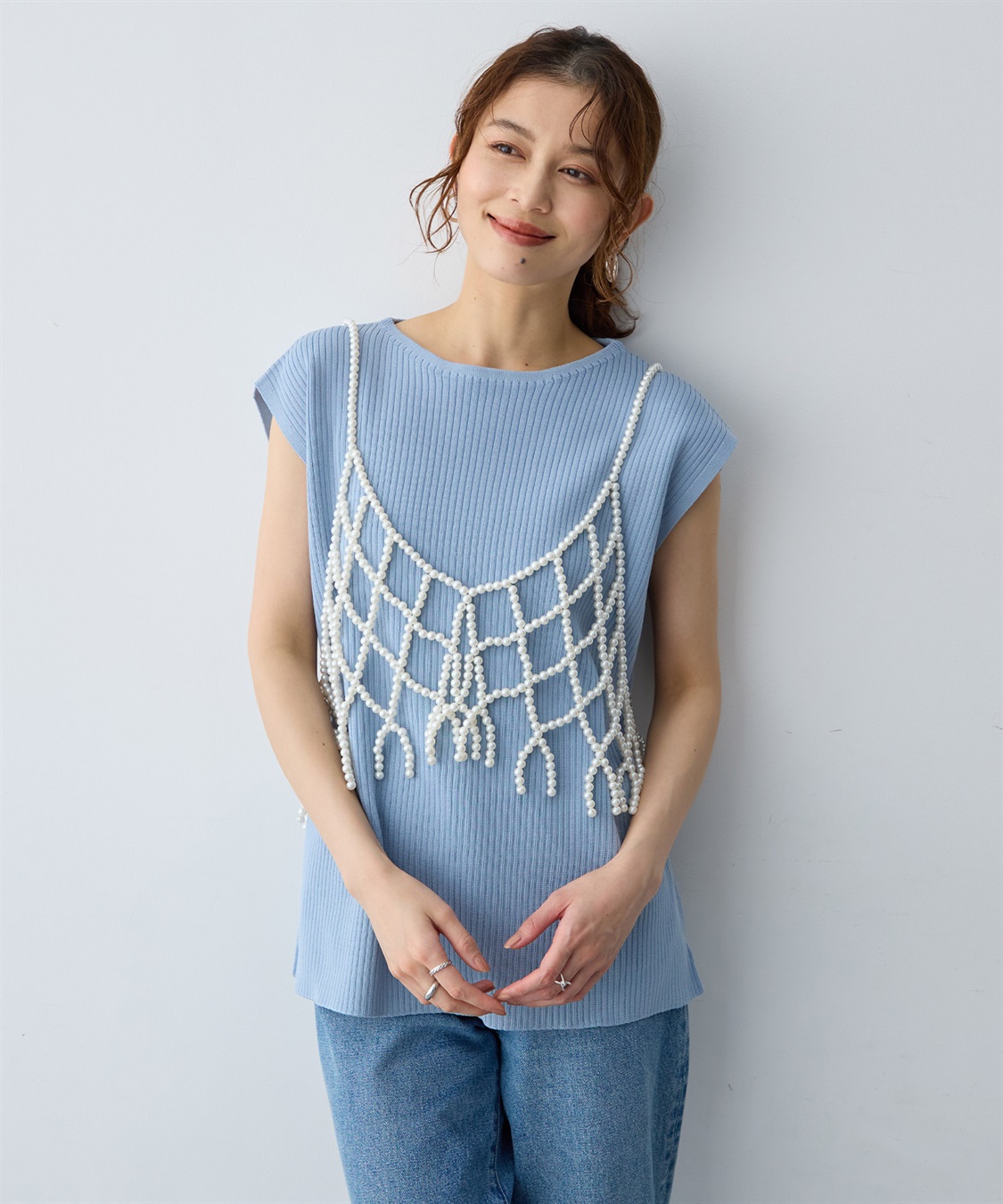 anyfee 【anyfee/大きいサイズ】リネンライククルーネックリブサマーニットタンク_sub_10