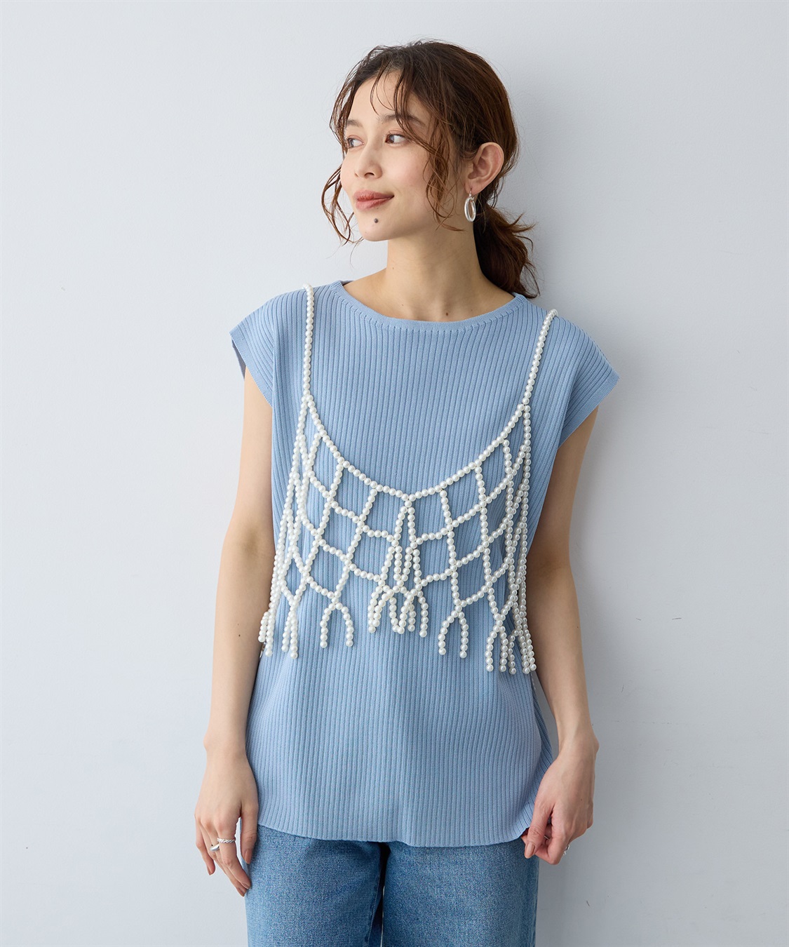 anyfee 【anyfee/大きいサイズ】リネンライククルーネックリブサマーニットタンク_sub_11