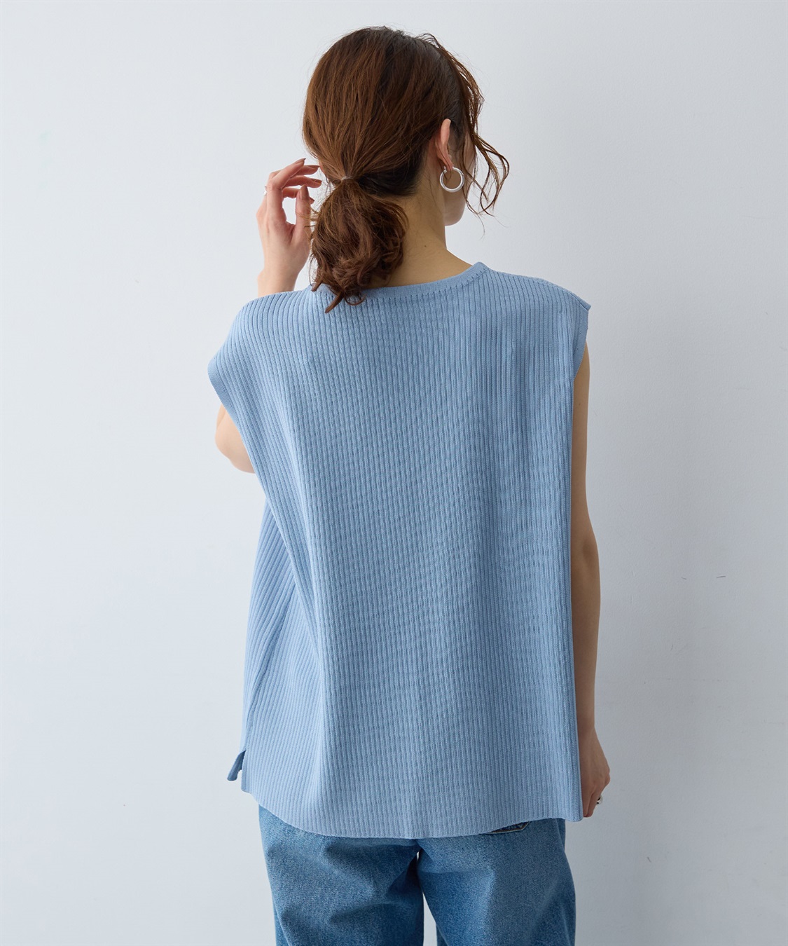 anyfee 【anyfee/大きいサイズ】リネンライククルーネックリブサマーニットタンク_sub_18