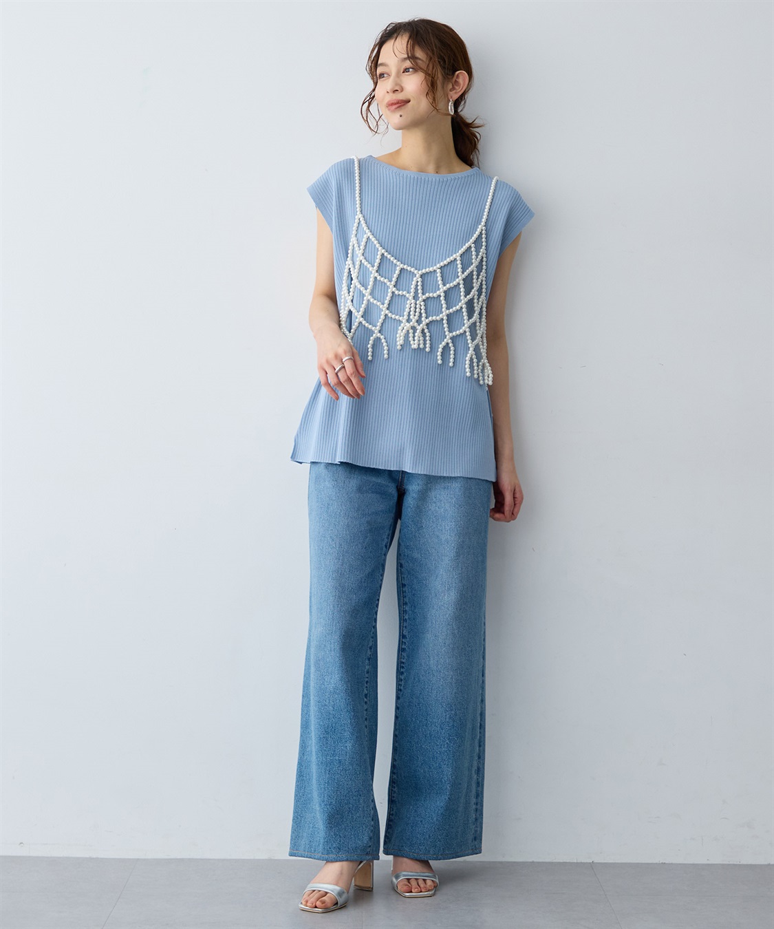 anyfee 【anyfee/大きいサイズ】リネンライククルーネックリブサマーニットタンク_sub_19