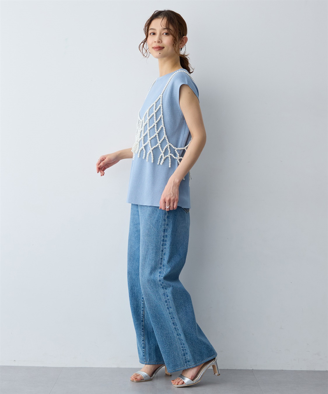 anyfee 【anyfee/大きいサイズ】リネンライククルーネックリブサマーニットタンク_sub_21