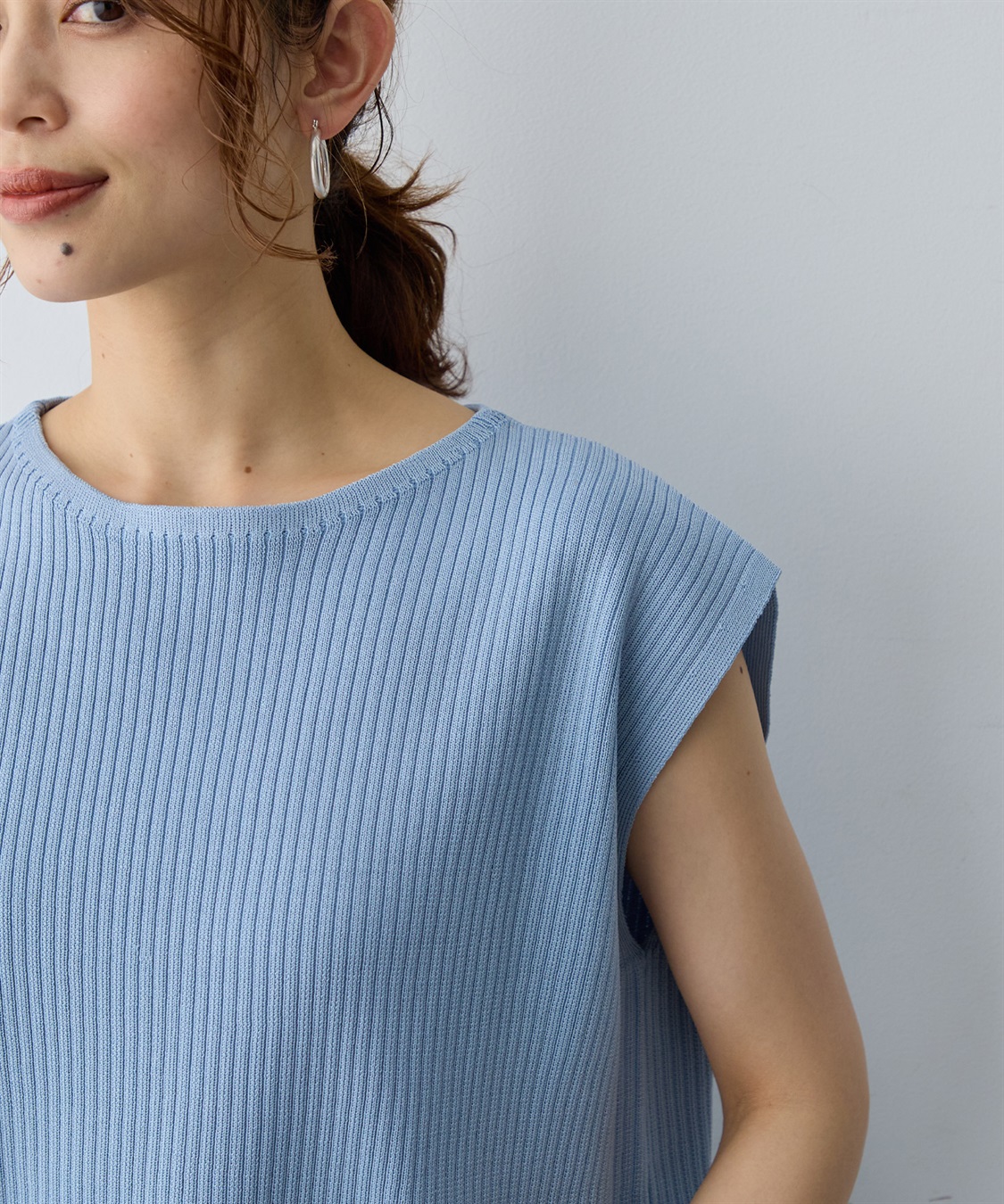 anyfee 【anyfee/大きいサイズ】リネンライククルーネックリブサマーニットタンク_sub_22