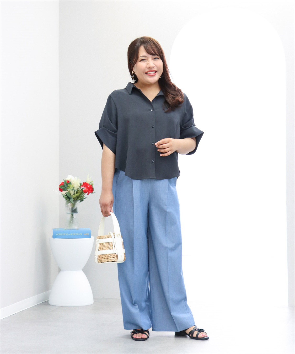 anyfee 【anyfee×HINAコラボ】デニムライクストレートパンツ《大きいサイズ》_sub_2