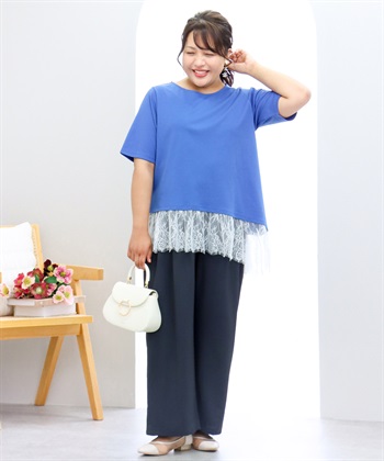 anyfee 【anyfee×HINAコラボ】アシンメトリー裾レースTシャツ《大きいサイズ》_subthumb_1