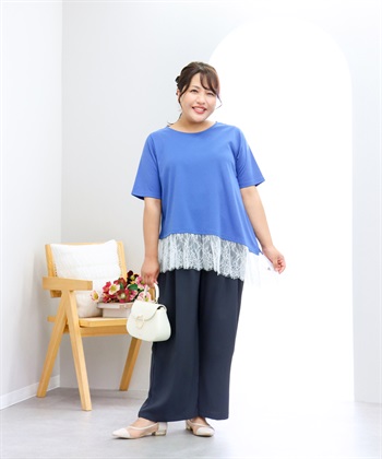 anyfee 【anyfee×HINAコラボ】アシンメトリー裾レースTシャツ《大きいサイズ》_subthumb_3