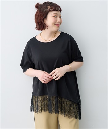 anyfee 【anyfee×HINAコラボ】アシンメトリー裾レースTシャツ《大きいサイズ》_subthumb_17
