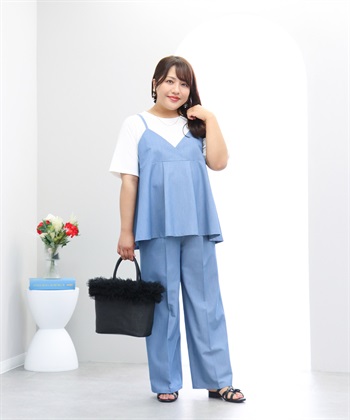 anyfee 【anyfee×HINAコラボ】デニムライクビスチェレイヤード風Tシャツ《大きいサイズ》_subthumb_2