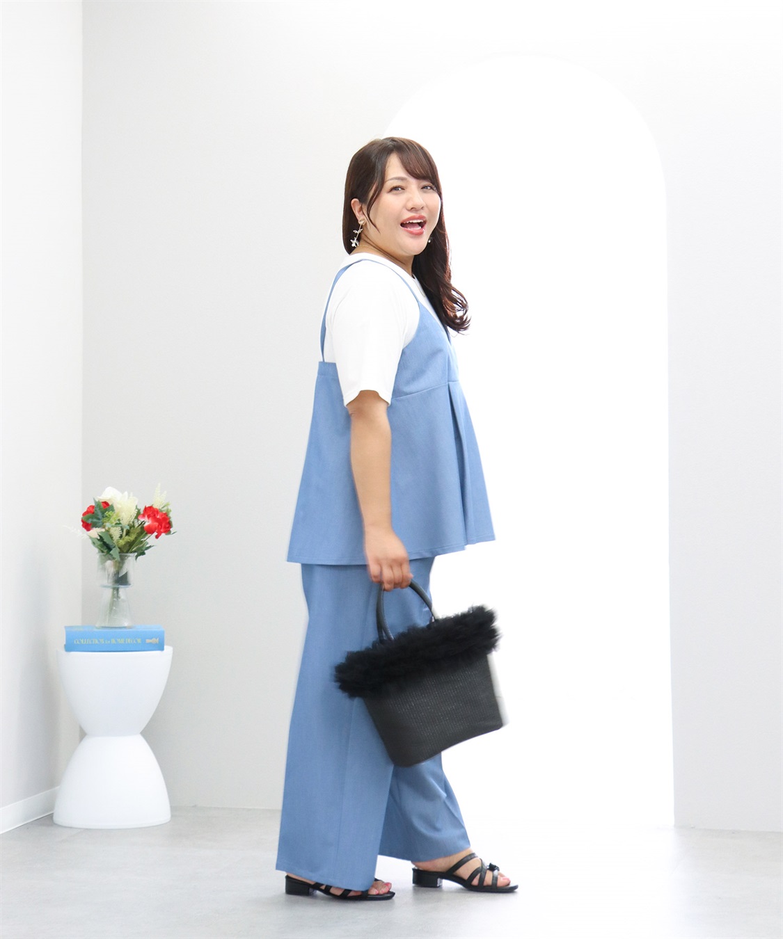 anyfee 【anyfee×HINAコラボ】デニムライクビスチェレイヤード風Tシャツ《大きいサイズ》_sub_3