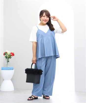 anyfee 【anyfee×HINAコラボ】デニムライクビスチェレイヤード風Tシャツ《大きいサイズ》_subthumb_4