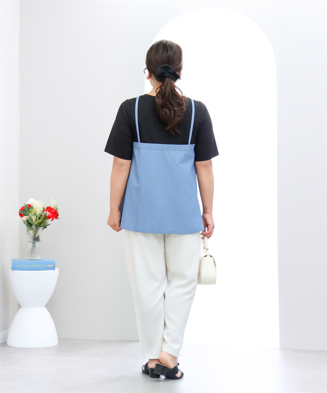 anyfee×HINAコラボ】デニムライクビスチェレイヤード風Tシャツ《大きい