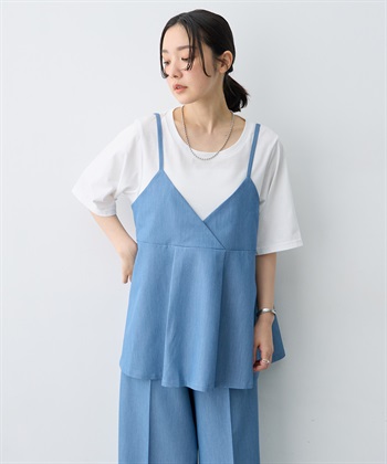 anyfee 【anyfee×HINAコラボ】デニムライクビスチェレイヤード風Tシャツ《大きいサイズ》_subthumb_9