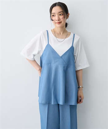 anyfee 【anyfee×HINAコラボ】デニムライクビスチェレイヤード風Tシャツ《大きいサイズ》_subthumb_10