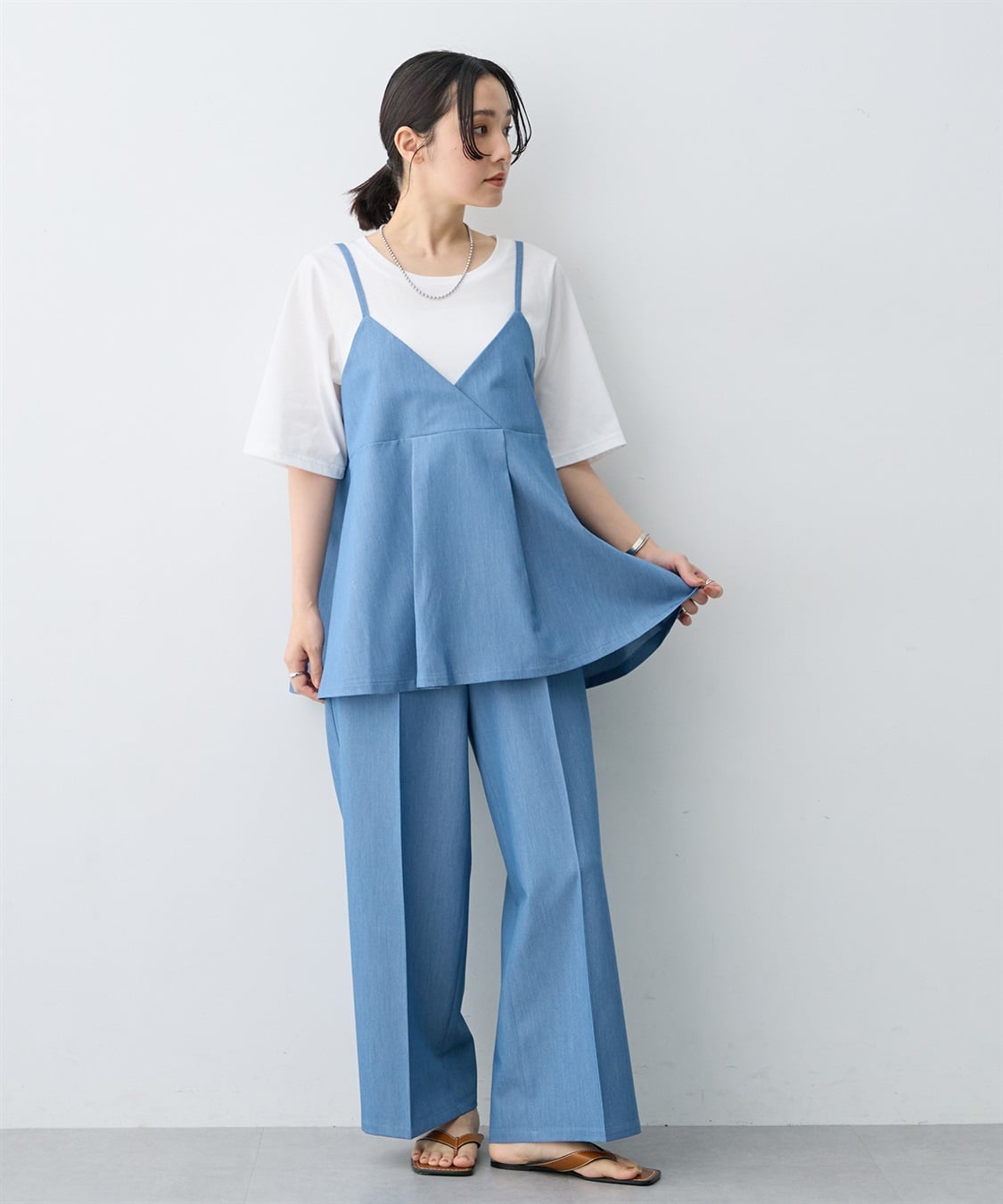 anyfee 【anyfee×HINAコラボ】デニムライクビスチェレイヤード風Tシャツ《大きいサイズ》_sub_15