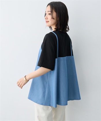 anyfee 【anyfee×HINAコラボ】デニムライクビスチェレイヤード風Tシャツ《大きいサイズ》_subthumb_17