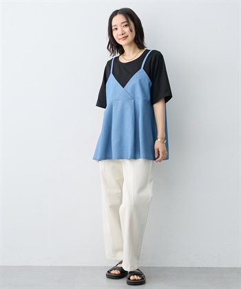 anyfee 【anyfee×HINAコラボ】デニムライクビスチェレイヤード風Tシャツ《大きいサイズ》_subthumb_19