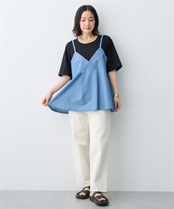 anyfee 【anyfee×HINAコラボ】デニムライクビスチェレイヤード風Tシャツ《大きいサイズ》_subthumb_20
