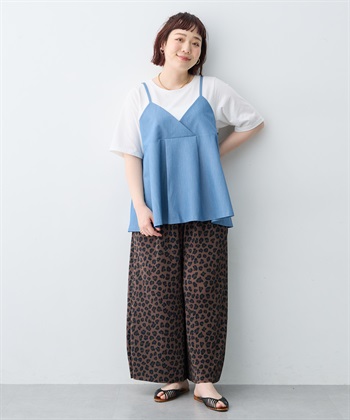 anyfee 【anyfee×HINAコラボ】デニムライクビスチェレイヤード風Tシャツ《大きいサイズ》_subthumb_24