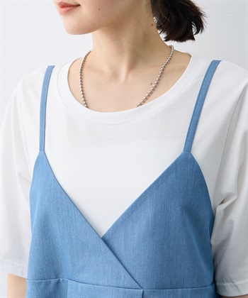 anyfee 【anyfee×HINAコラボ】デニムライクビスチェレイヤード風Tシャツ《大きいサイズ》_subthumb_25
