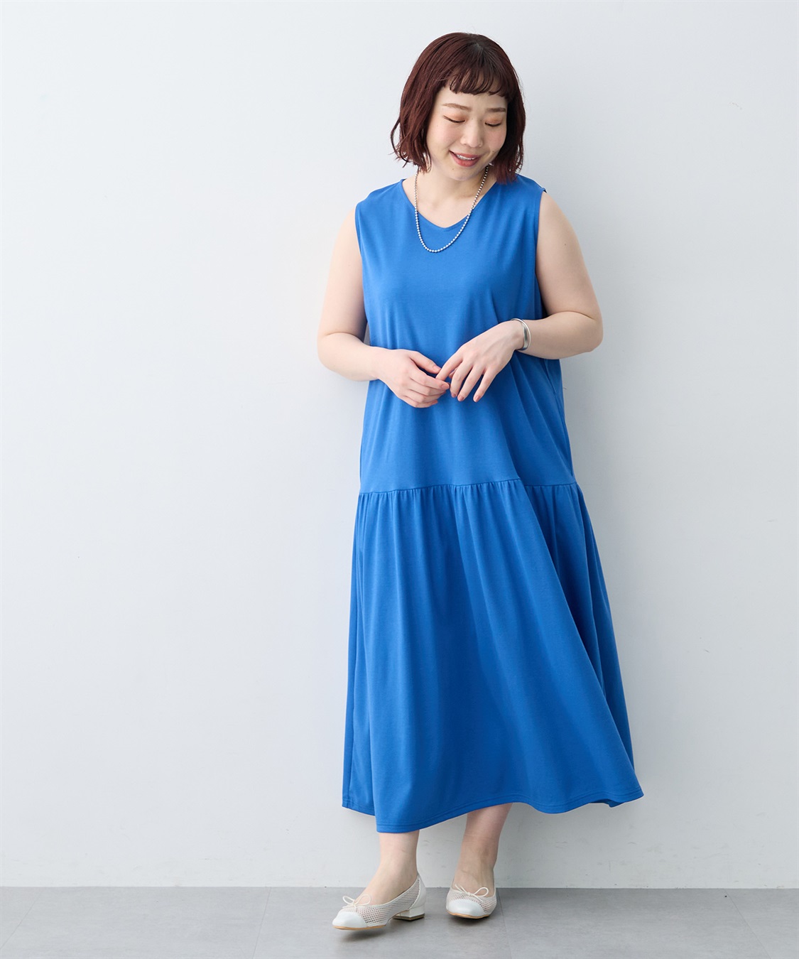 anyfee 【anyfee/大きいサイズ】ノースリーブティアードワンピース《汗じみ防止》_sub_22