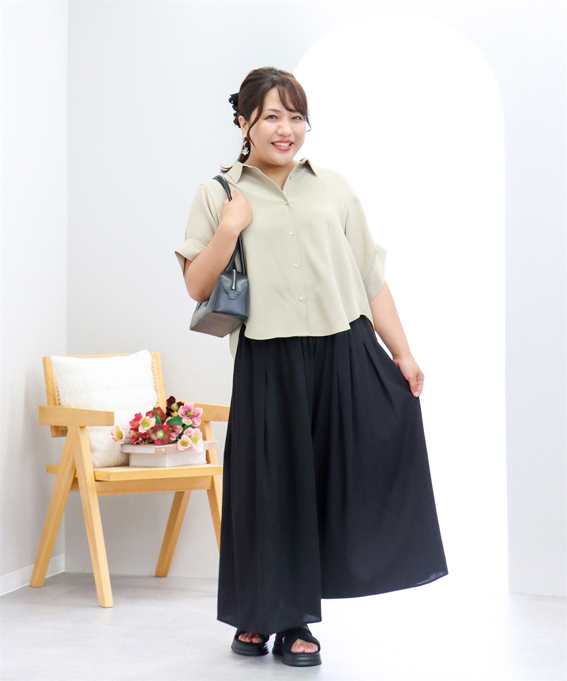 anyfee 【anyfee×HINAコラボ】サマラク2wayスリーブワイドシャツ《大きいサイズ》_sub_4