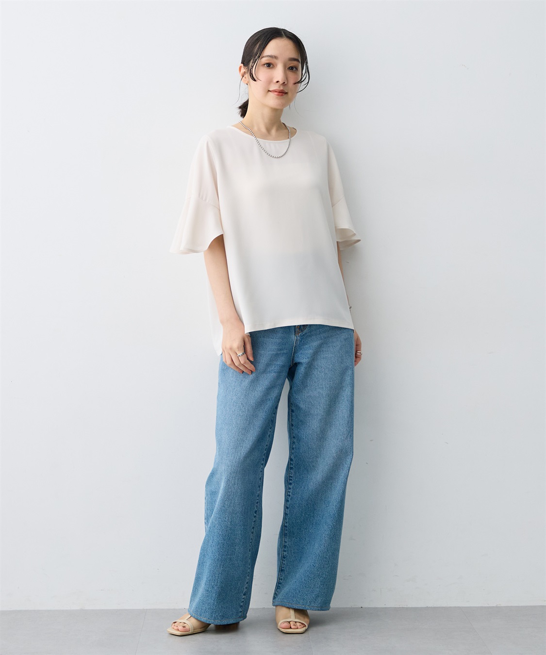 anyfee 【anyfee×HINAコラボ】サマラクすっきりフレアチューリップスリーブブラウス《大きいサイズ》_sub_16