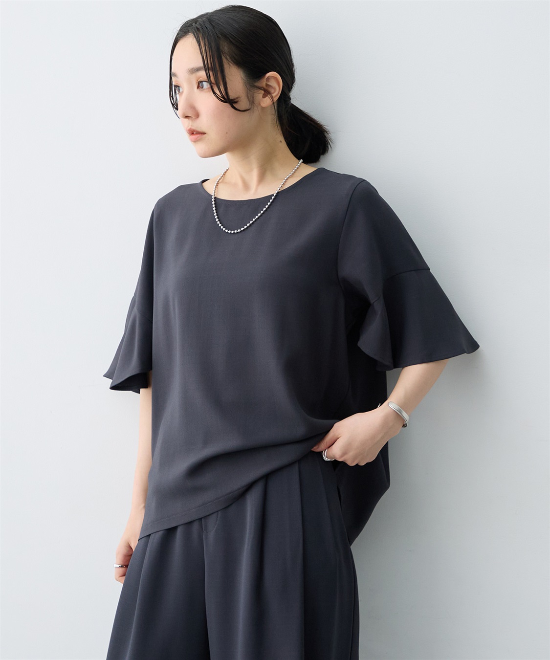 anyfee 【anyfee×HINAコラボ】サマラクすっきりフレアチューリップスリーブブラウス《大きいサイズ》_sub_17