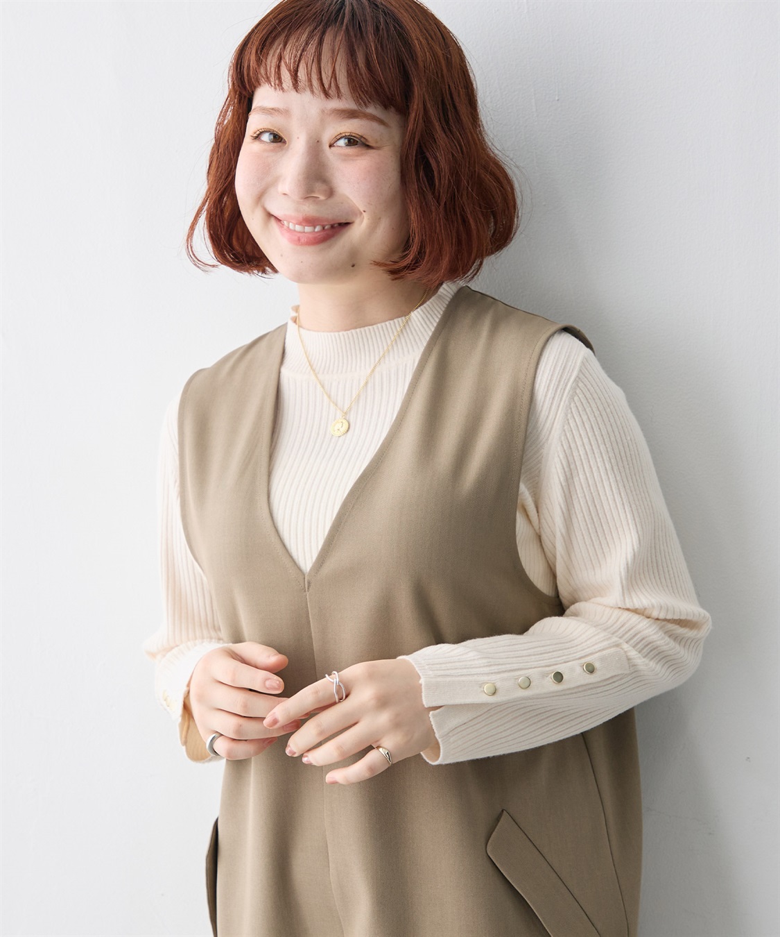 anyfee 【anyfee/大きいサイズ】袖釦プチハイニットプルオーバー_sub_15