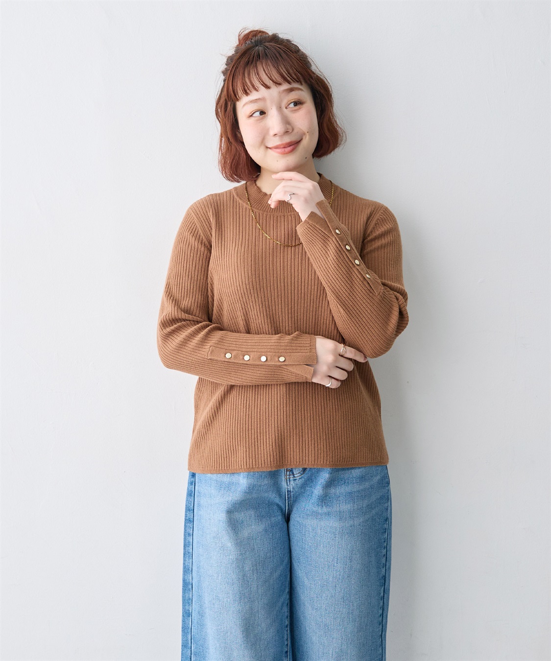 anyfee 【anyfee/大きいサイズ】袖釦プチハイニットプルオーバー_sub_19