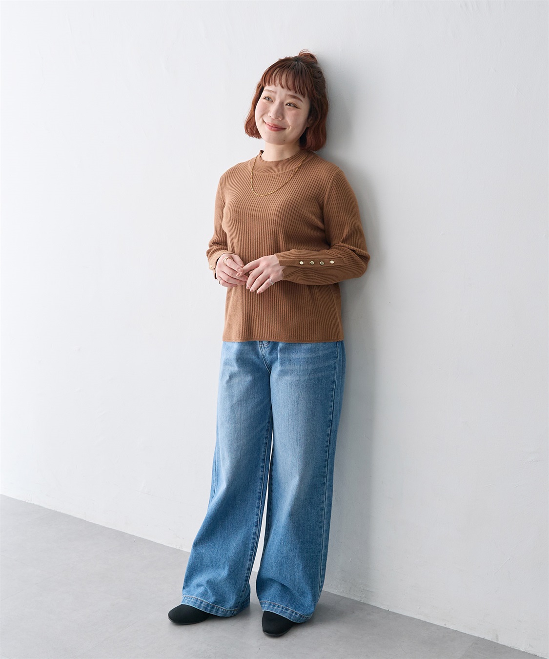 anyfee 【anyfee/大きいサイズ】袖釦プチハイニットプルオーバー_sub_21
