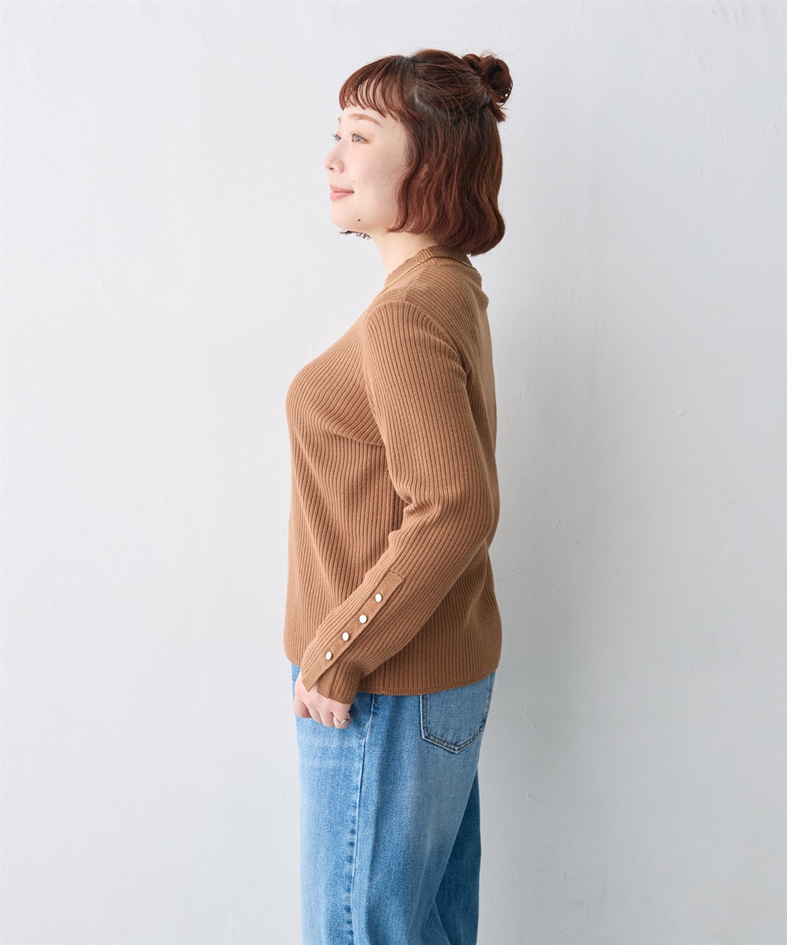 anyfee 【anyfee/大きいサイズ】袖釦プチハイニットプルオーバー_sub_23