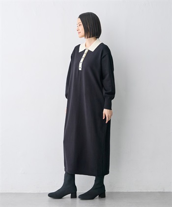 anyfee 【anyfee/大きいサイズ】ポロ襟配色デザインニットワンピース_subthumb_8