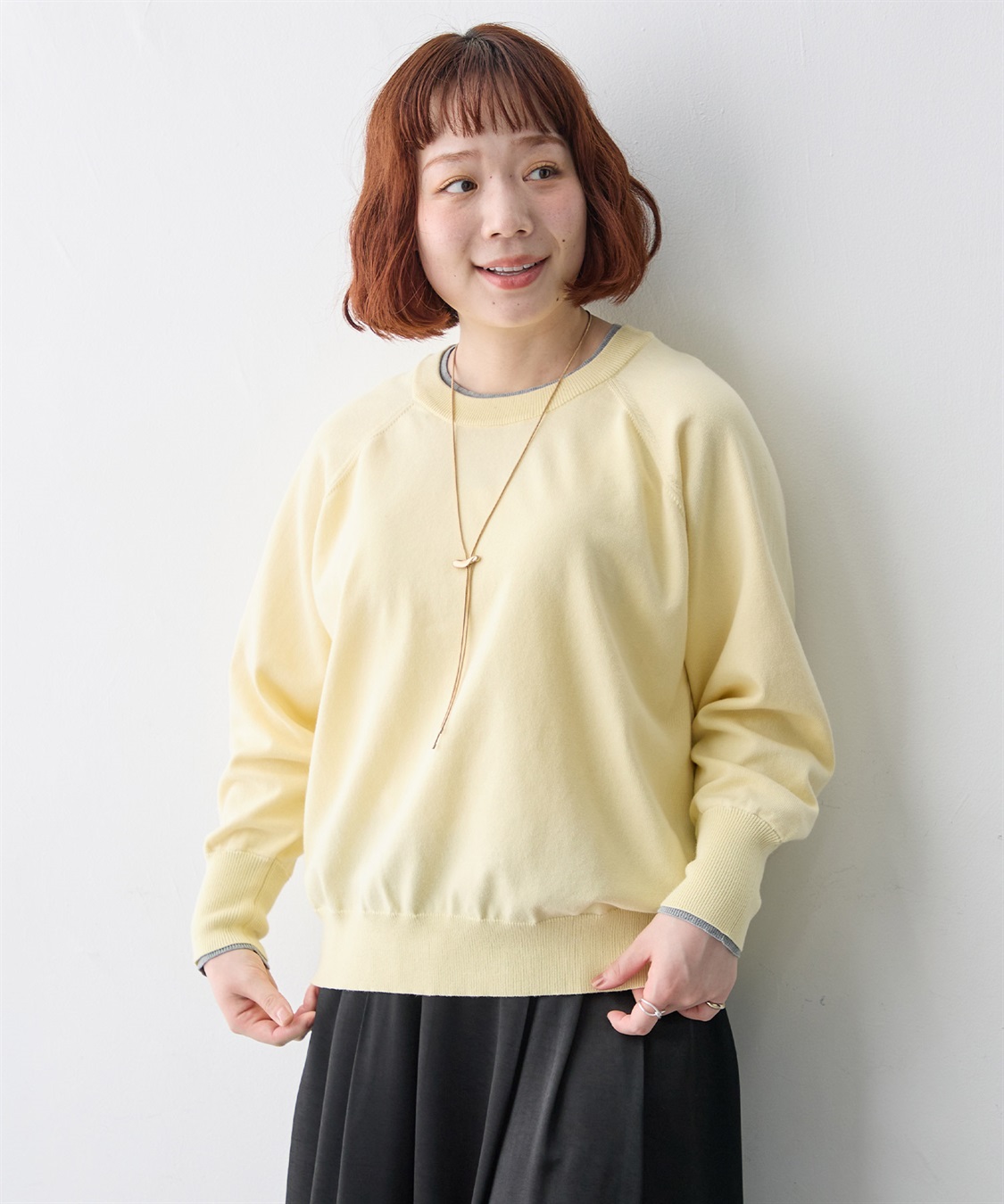 anyfee 【anyfee/大きいサイズ】配色レイヤード風クルーネックニットプルオーバー_sub_4