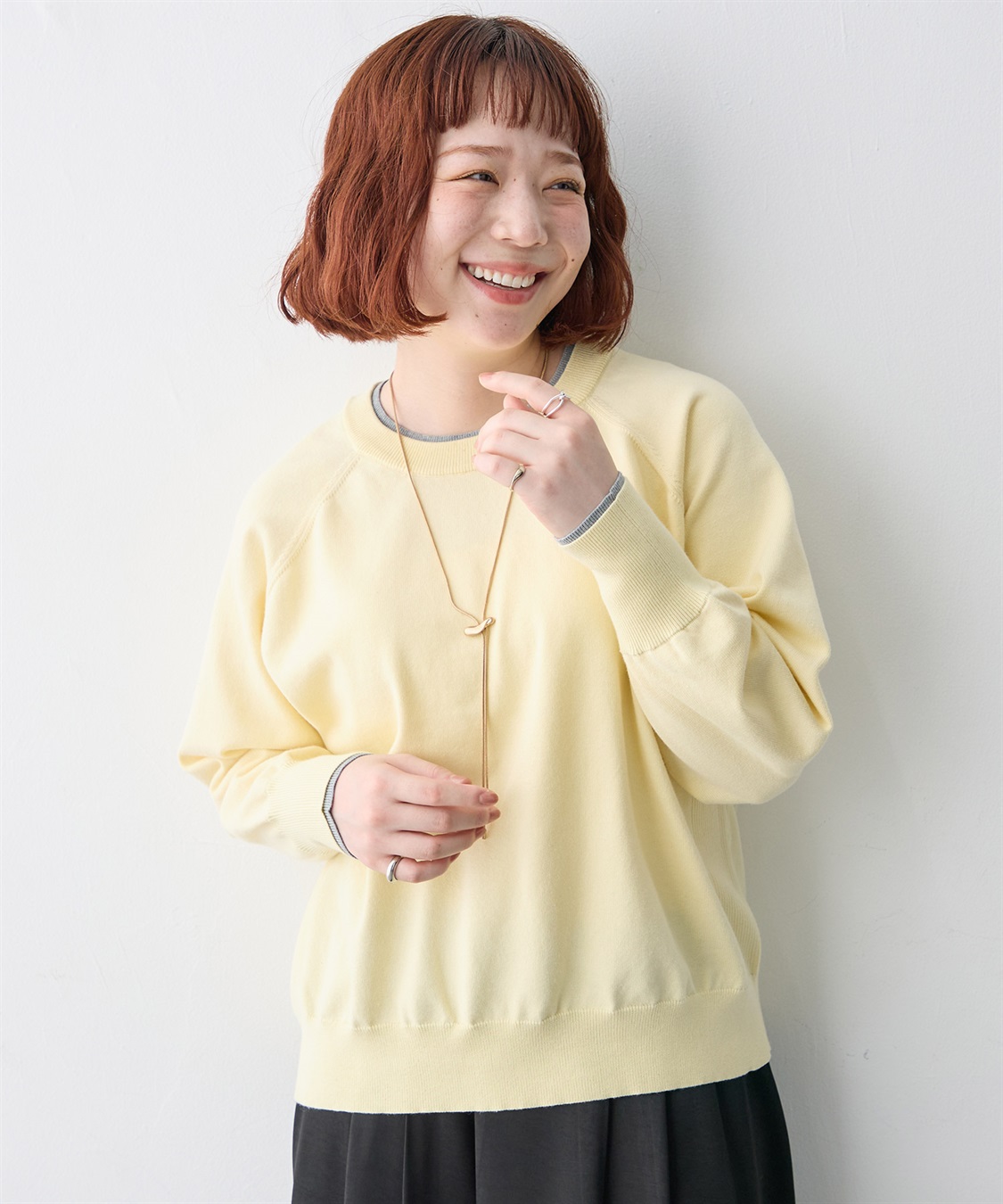 anyfee 【anyfee/大きいサイズ】配色レイヤード風クルーネックニットプルオーバー_sub_5