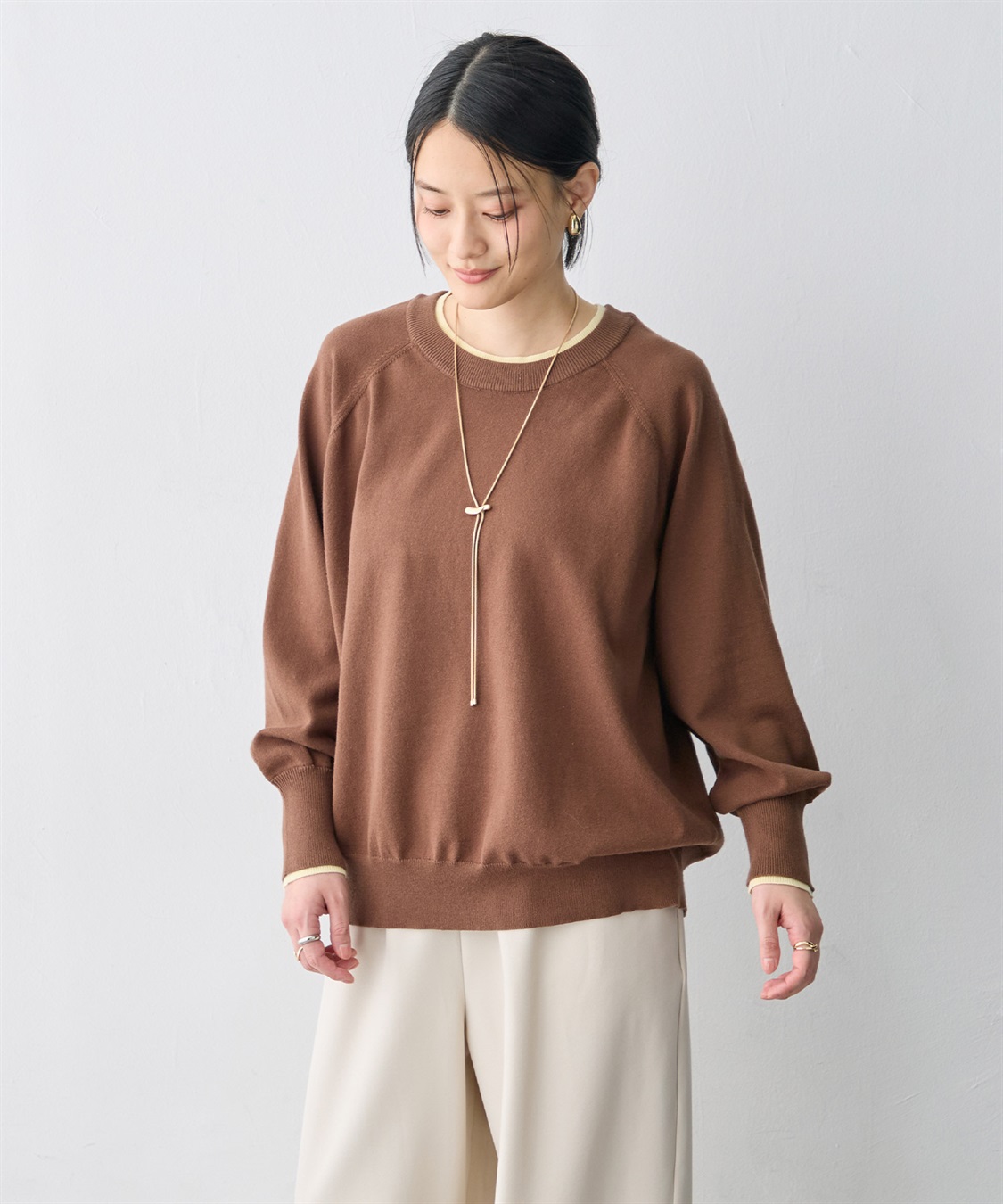 anyfee 【anyfee/大きいサイズ】配色レイヤード風クルーネックニットプルオーバー_sub_10