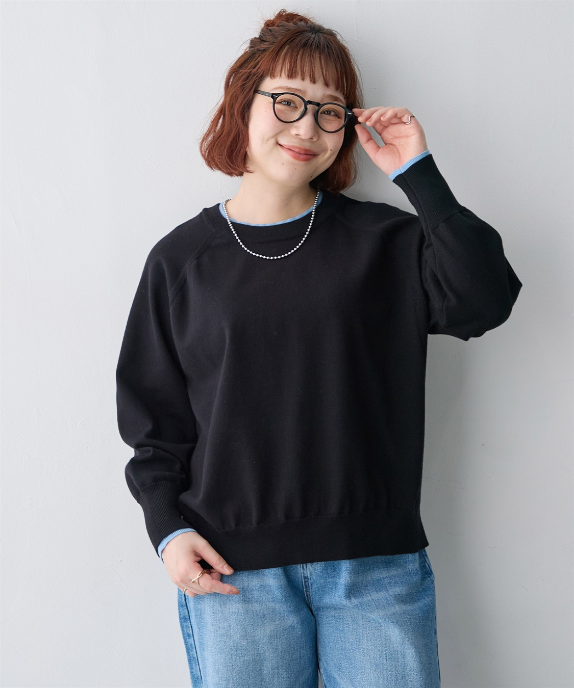 anyfee 【anyfee/大きいサイズ】配色レイヤード風クルーネックニットプルオーバー_sub_16