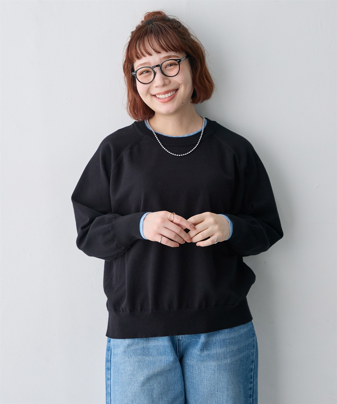 anyfee 【anyfee/大きいサイズ】配色レイヤード風クルーネックニットプルオーバー_sub_17
